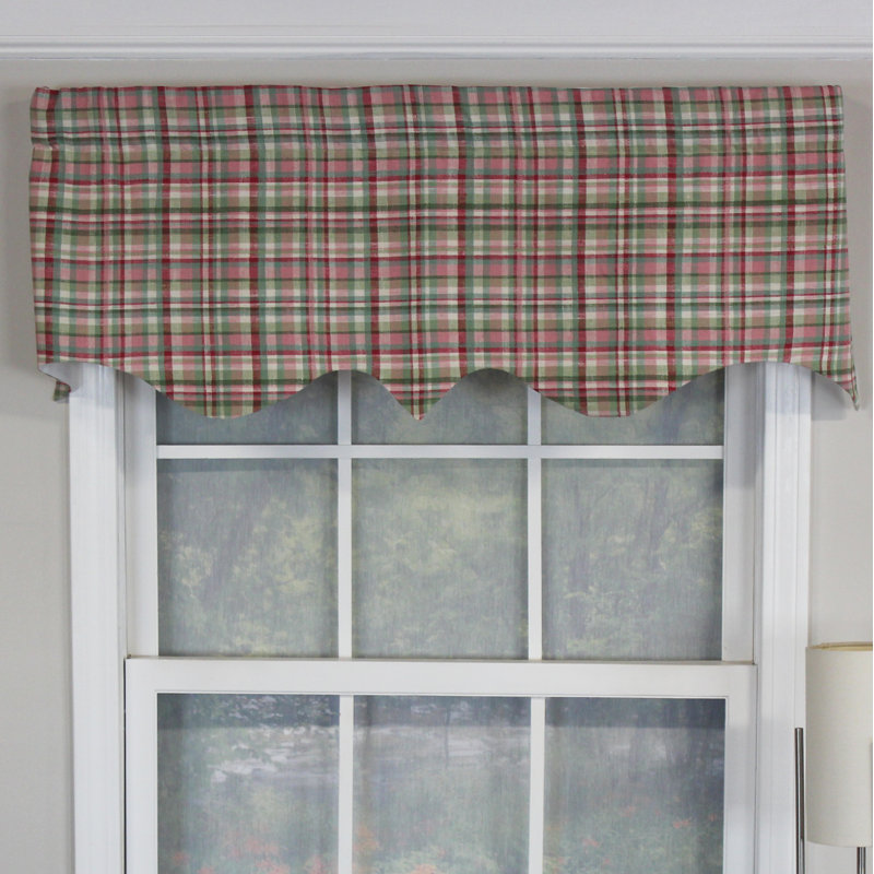 Cotton Plaid Pointed Window Valance, Pastel