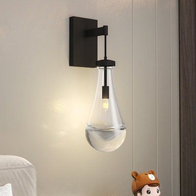 Ampoule E12 moderne à DEL noire avec appliques murales en verre transparent (ampoules non incluses)