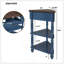 33.8'' Small Triangle Corner Table, Wood Corner Side Table For Small Spaces/ Living Room, 3 Tier End Corner Table With Solid Wood Legs, Navy Blue And Espresso Top