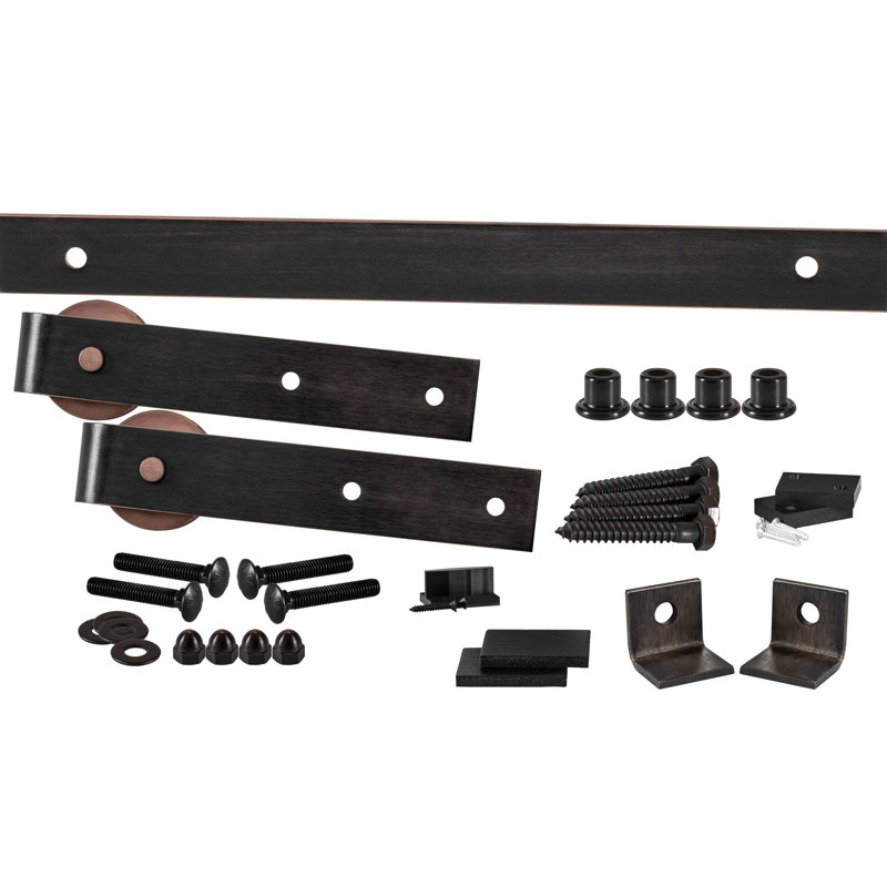 402 Straight Single Barn Door Hardware Kit, 96 in., Mill Stainless
