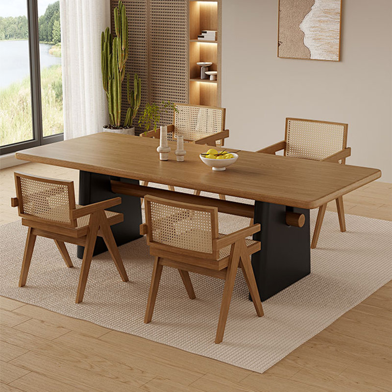 Table de salle à manger rectangulaire, H 29,53 po x L 62,99 po x l 31,5 po, Noir, noir, noir, noir