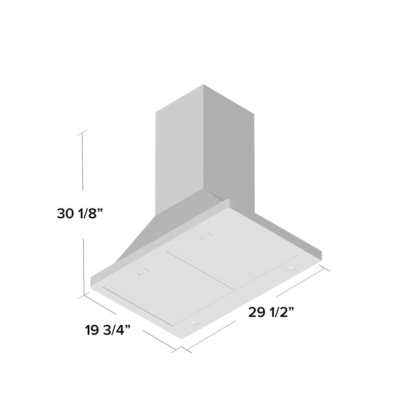 Hotte à fixation murale numérique convertible de 30 po à 462 pi³/min CAVALIERE avec filtre au charbon à finition thermolaqué noir mat