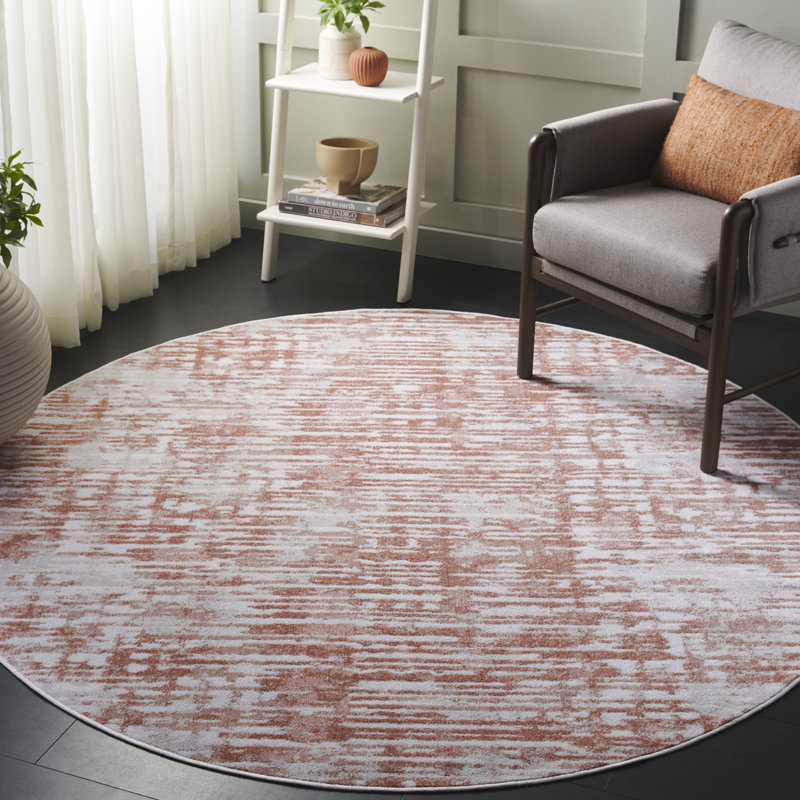 Bayside 132 Performance Machine Washable Abstract Rug, Round 6'7"