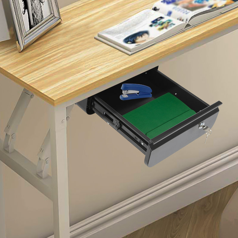Tiroir de rangement coulissant verrouillable sous le bureau