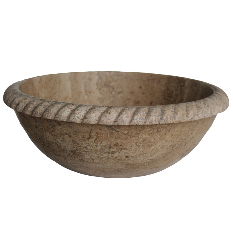 TashMart 16'' Stone Circular Bathroom Sink, Afyon Noce