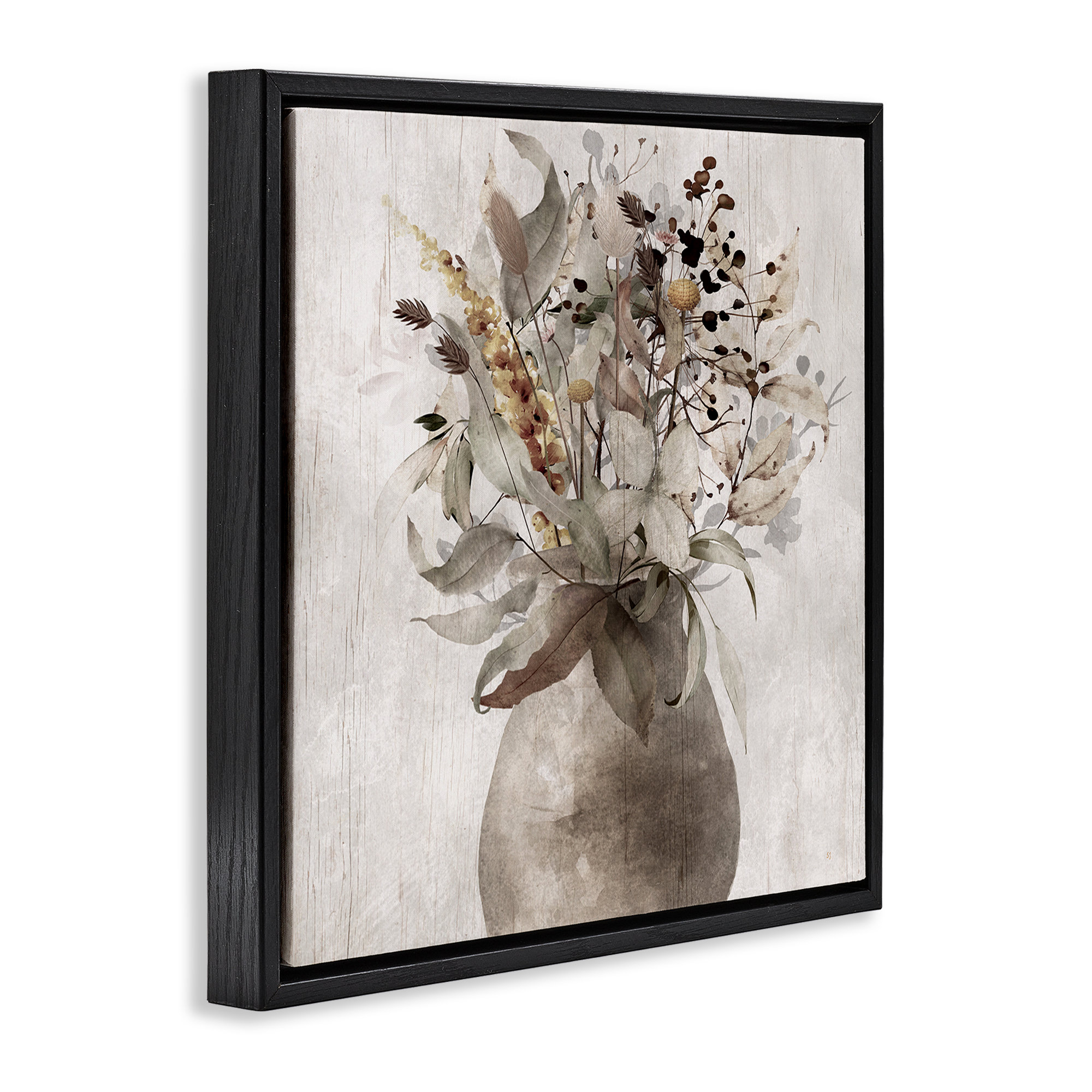 Ophelia & Co. Rustic Country Herb Vase Framed Floater Canvas Wall Art ...