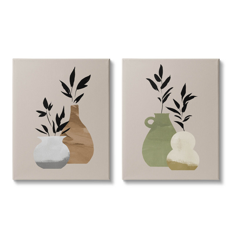 "Modern Ikebana Plant Vases", ensemble de 2 reproductions d'art sur toile par Jacob Green, H 30 po x l 48 po x P 1,5 po