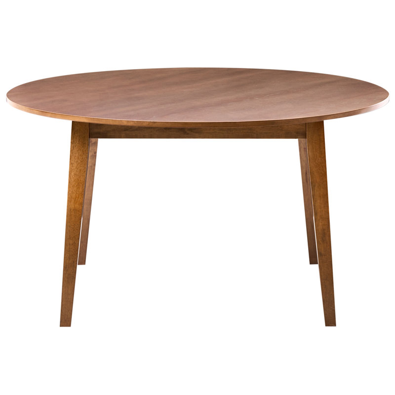 Round Solid Wood Base Dining Table, Dark Brown