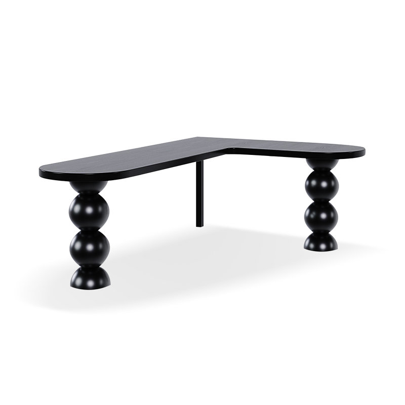 Bureau noir en bois massif en forme de L, H 29,53 po x l 78,74 po x P 47,24 po, Retour à droite