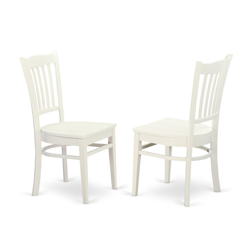  3 Piece Kitchen Table & Chairs Set Contains a Round Dining Room Table with Pedestal and 2 Dining Chairs, White, White