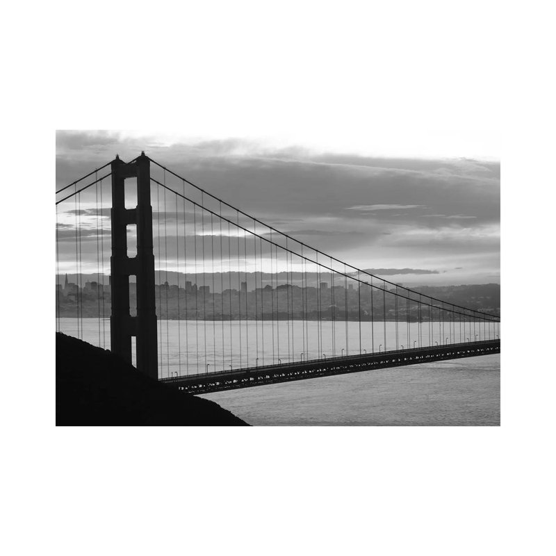 Silhouette of Suspension Bridge at Dusk, Golden Gate Bridge, San Francisco, California, USA 1 Piece Wrapped Canvas Wall Art