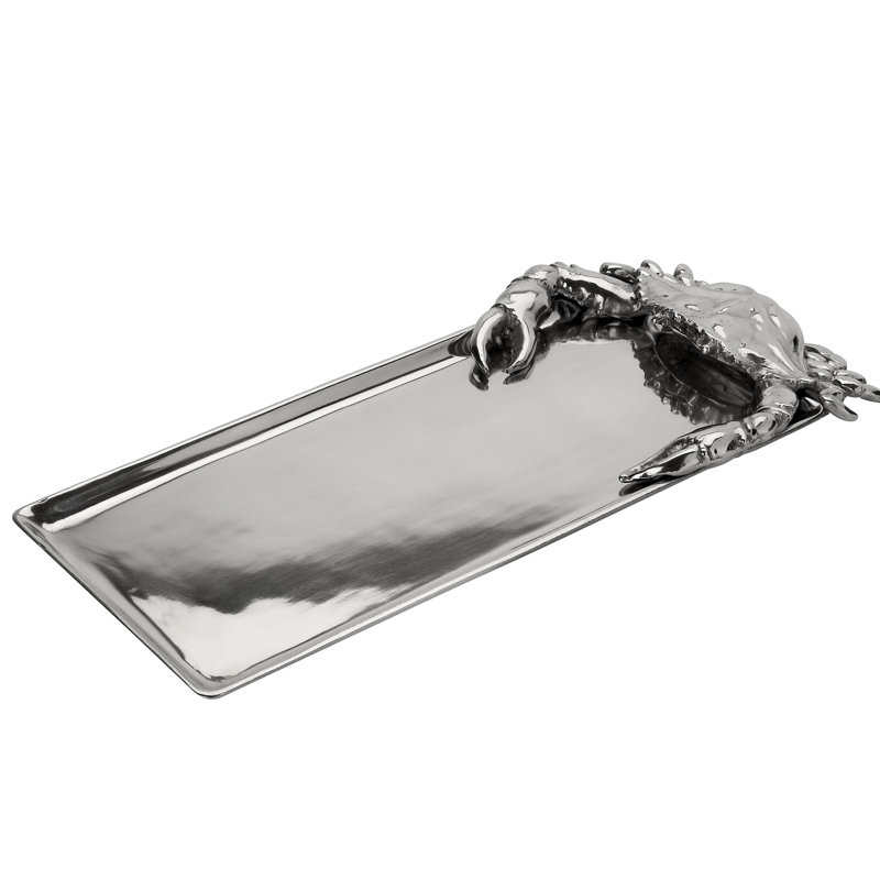 Coastal Aluminum Crab Oblong Serving Tray, 18 inch x 7 inch