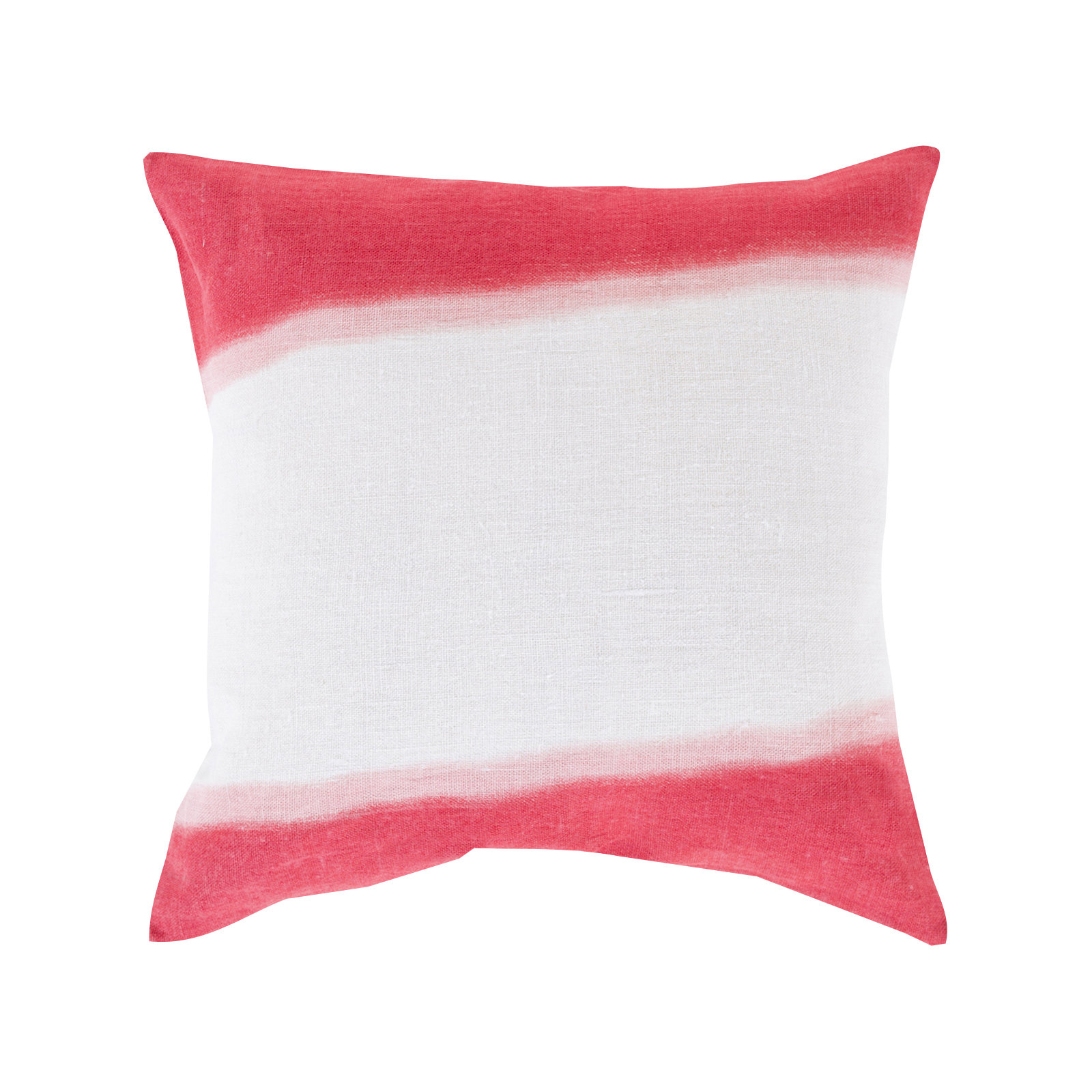Striped 100% Linen Throw Pillow, 20" H x 20" W x 4" D, Poppy, Polyester