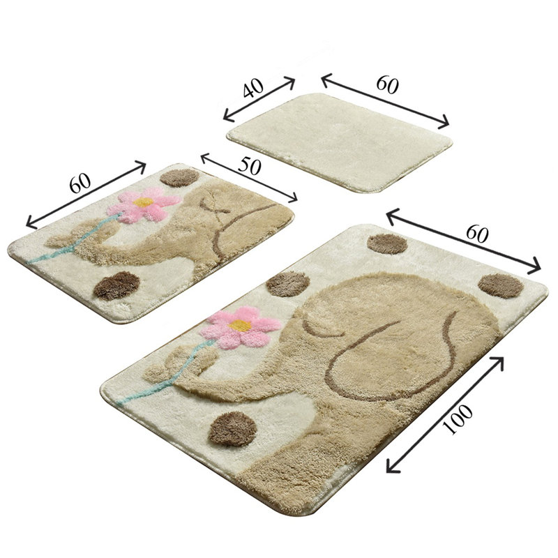 Ensemble de tapis de bain en acrylique (3 pièces) | Antibactérien, antidérapant | 100% acrylique, hauteur des poils: 1,0 po | Dimensions: 15,7 x 23,6 po, 19,7 x 23,6 po, 23,6 x 39,4 po | Lavable à la machine, durable et élégant pour le confort de la salle de bain