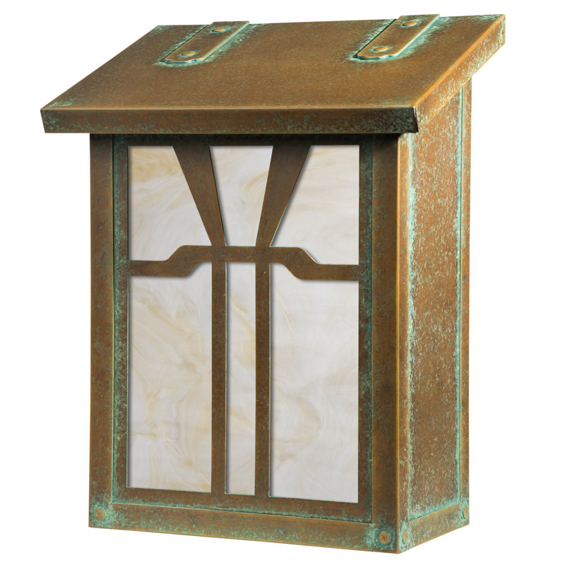 Boîte aux lettres murale verical Gamble, Or irisé, Vert nouveau