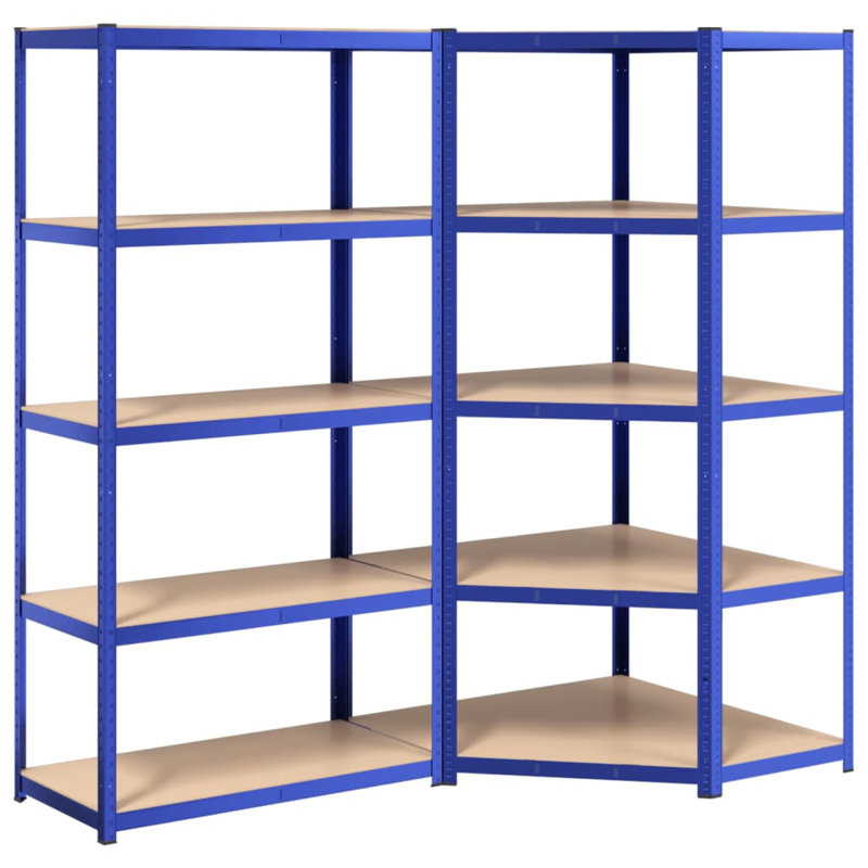 Étagère à tablettes en acier et bois d'ingénierie à 4 couches, Bleu, H 78,7 po x l 35,4 po x P 35,4 po