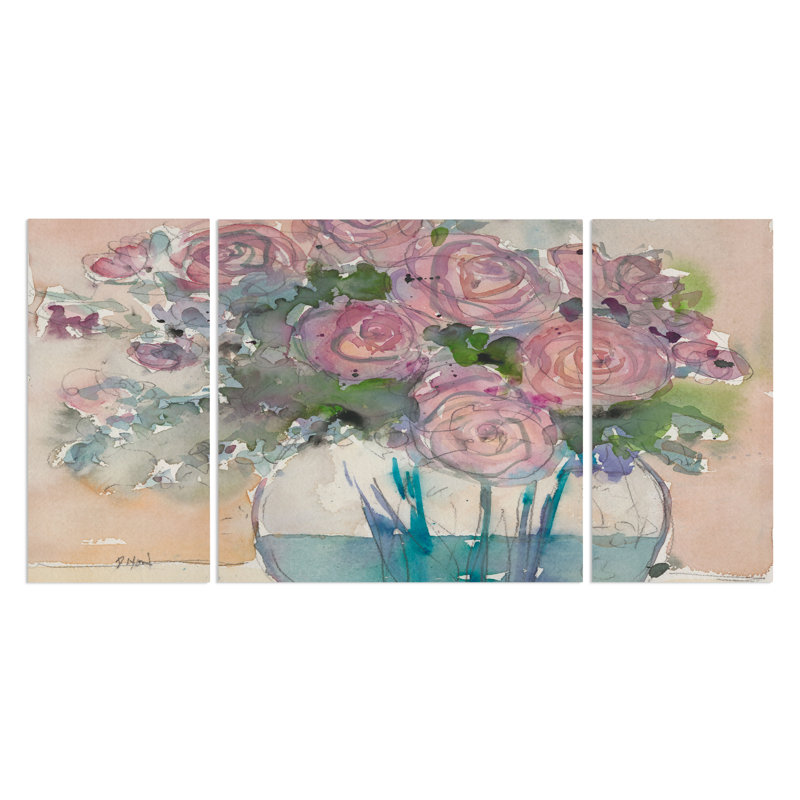 « quelque chose floral vi », reproduction d’image multi-pièces sur toile, H 24 po x l 48 po x P 1,5 po