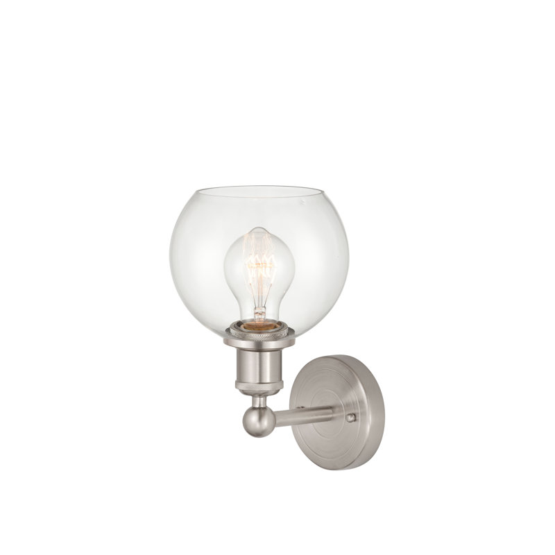 Applique murale à bras en acier 1 lumière Cheboygan, Transparent, Nickel satiné brossé