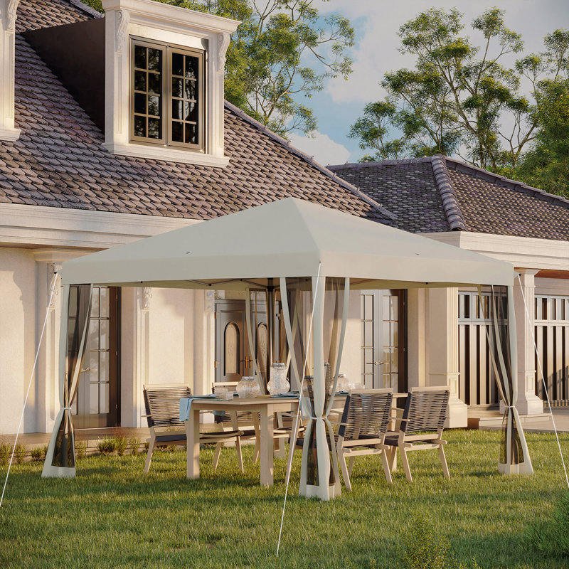 Pavillon de jardin 10 pi x 10 pi, moustiquaire pour l'extérieur avec sac de transport (beige), Beige