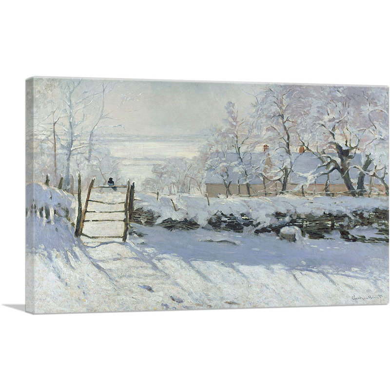 «The Magpie La Pie» par Claude Monet, reproduction d'art sur toile tendue, H 18 po x l 26 po x P 0,75 po