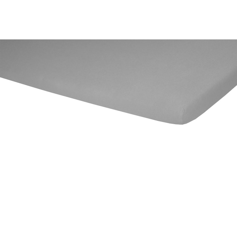 Cotton Blend Jersey Knit Fitted Sheet, 180 x 220 cm, Light Grey