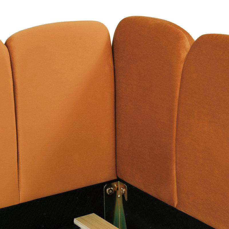 Lit double tapissier sur pied, Orange