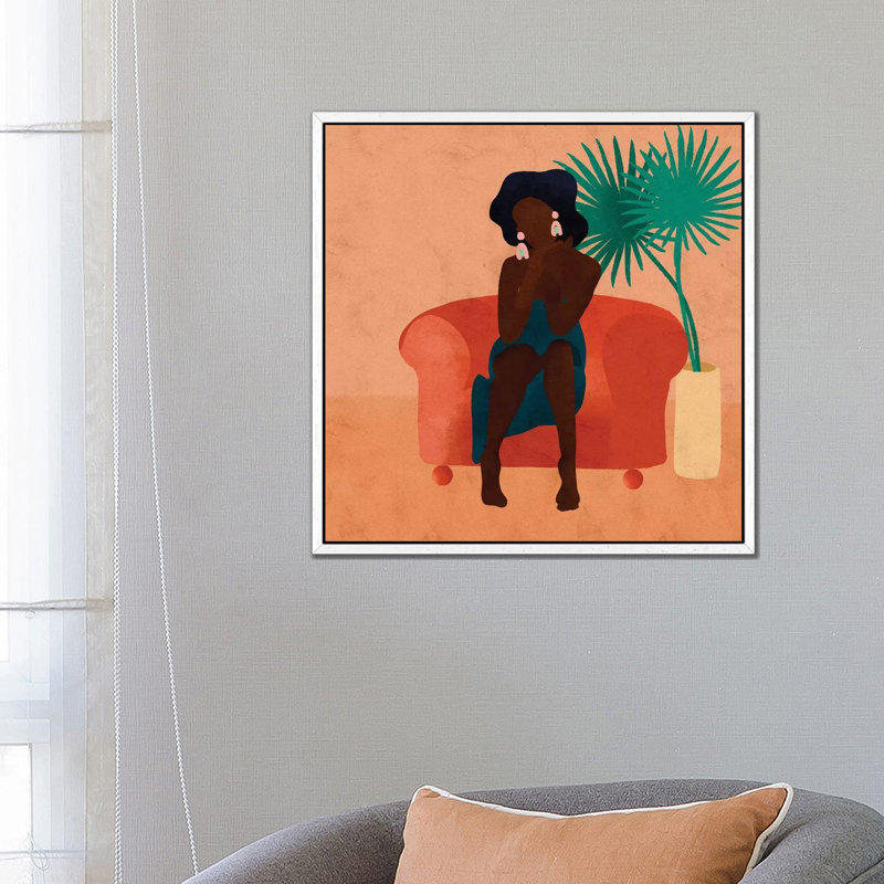 Nas by Reyna Noriega - Print on Canvas, 45.72 cm H x 45.72 cm W, White Framed