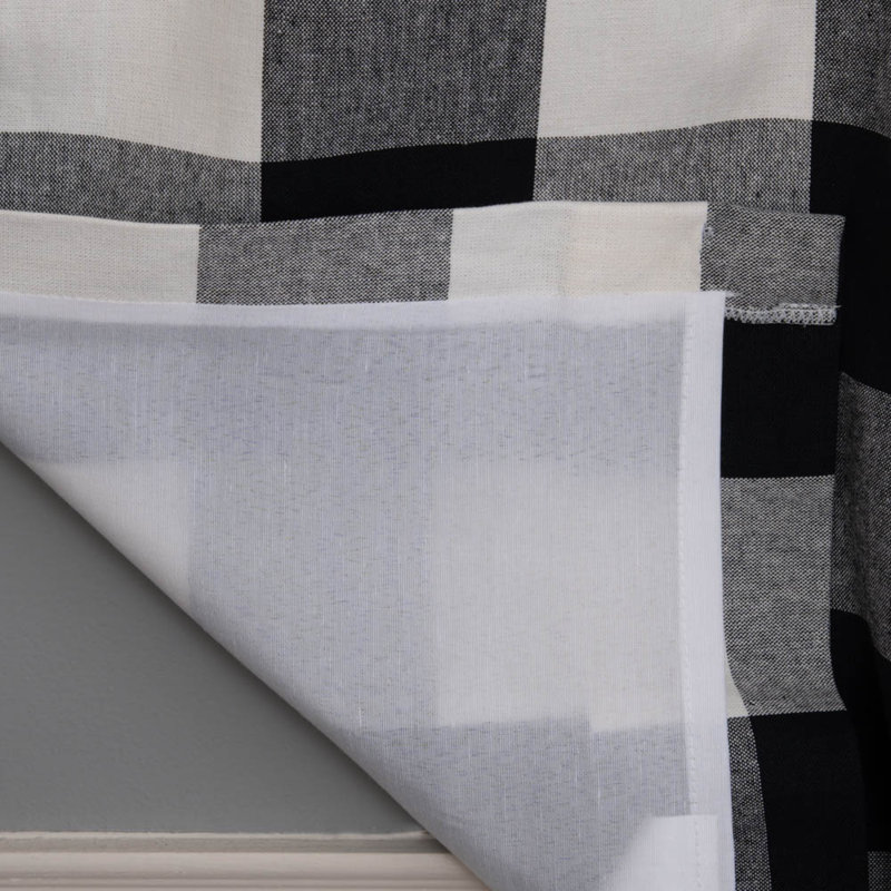 Treve 100% Cotton Room Darkening Buffalo Checkered Curtain Panel with Rod Pocket Top and included hook clips , 50" W x 84" L