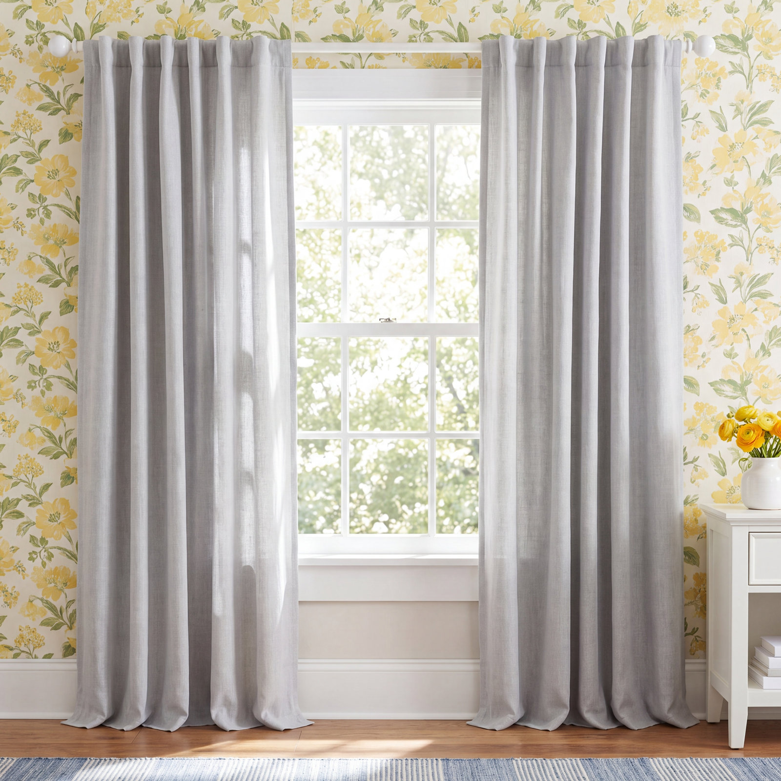 Lauren Ralph Lauren Linen Herringbone Blackout Panel, 52" W x 84" L, Gray