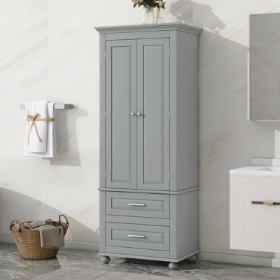 Tall Storage Cabinet With Two Drawers