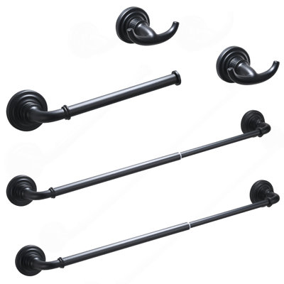 Bathroom Hardware Set Brushed Nickel 4-Pieces Bathroom Towel Rack 24 Inches Adjustable Bathroom Accessories Set