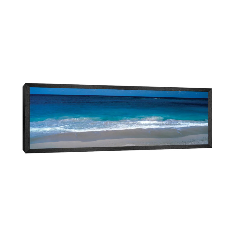Waters Edge Barbados Caribbean - Wrapped Canvas Panoramic Print, 30.48 cm H x 91.44 cm W, Black Floater Framed