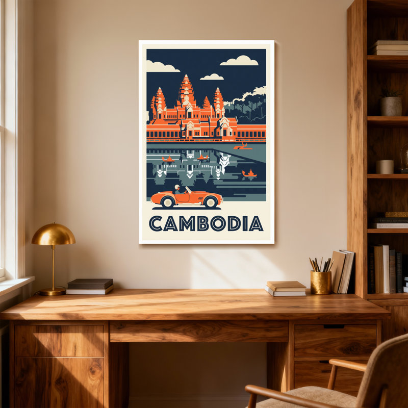 Scénique et paysage urbain de voiture au Cambodge, H 40 po x l 28 po