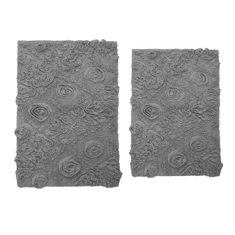 100% Cotton Bath Rug (Set of 2), Gray