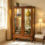 Curio Cabinet Lighted Curio Diapaly Cabinet with Adjustable Shelves and Mirrored Back Panel, Tempered Glass Doors (Cherry, 3 Tier), (E26 light bulb not included)-133899086