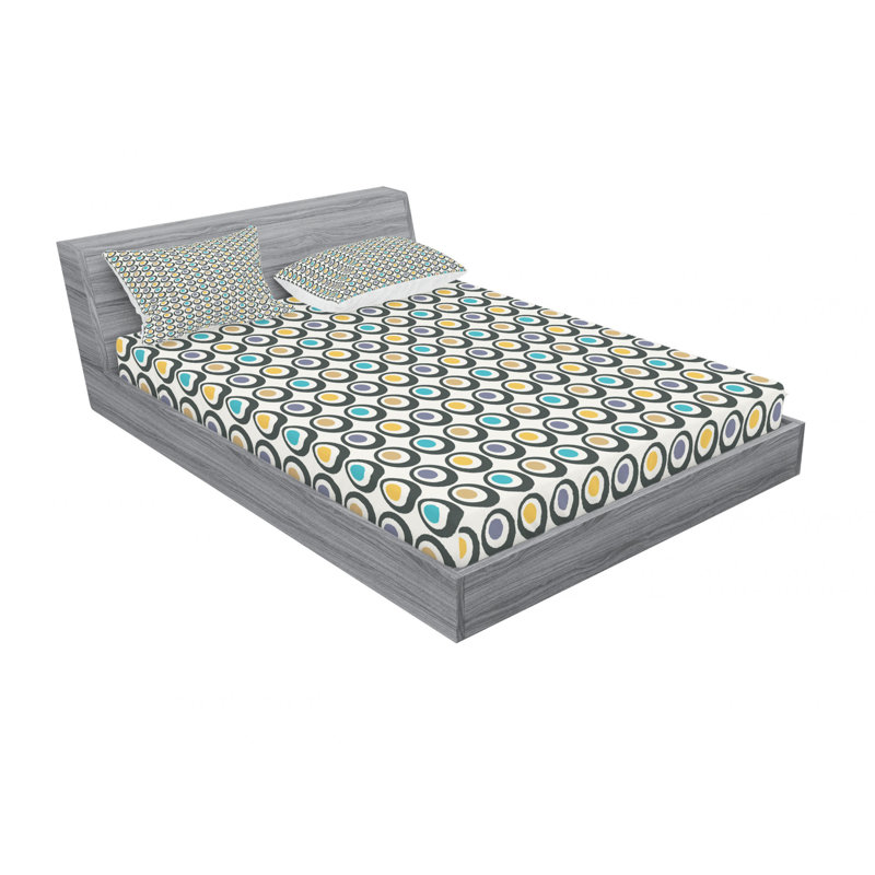 Ensemble de draps Bold Circles, Ensemble de drap pour grand lit avec drap-housse, Pois symétriques