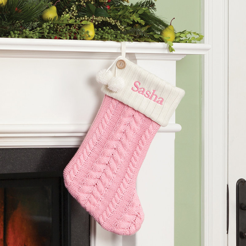 Tricot torsadé avec bas de lit personnalisé, Rose