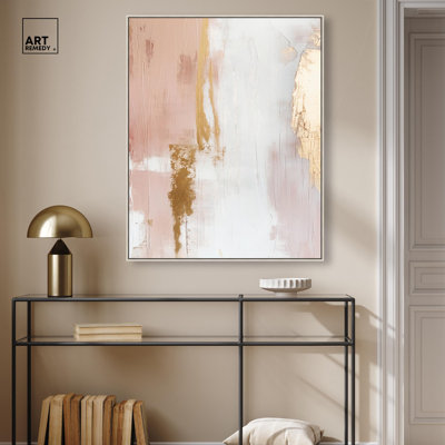 Golden Glow on Pink Canvas Abstract Earth Tone by Art Remedy
