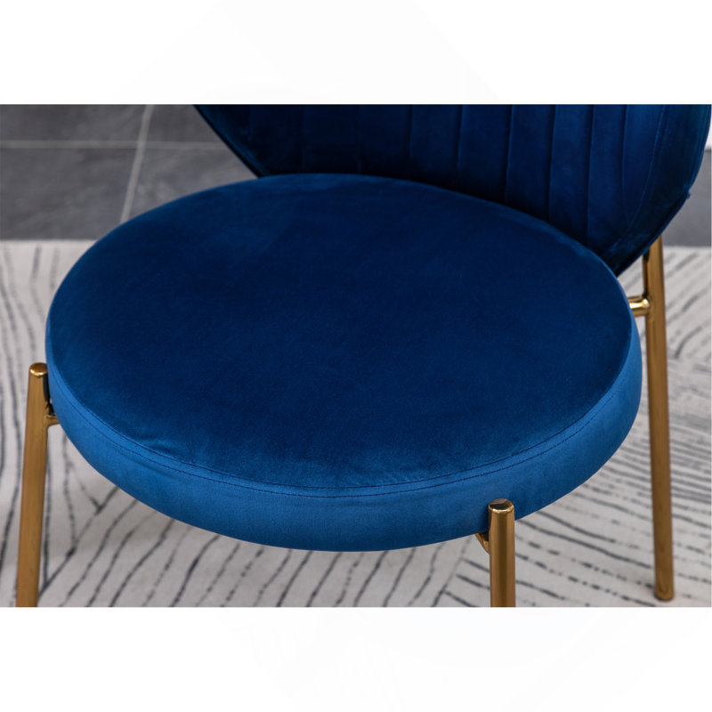 Ensemble de salle à manger contemporain 5 pièces, table de salle à manger ronde blanche avec 4 chaises, Bleu