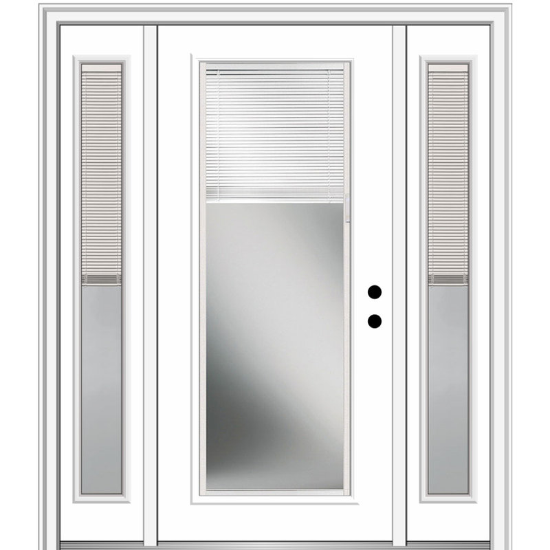 Portes de l’entrée pré-raccrochées en acier avec stores en acier de première intérieur, H 80 po x l 64 po x P 1,75 po