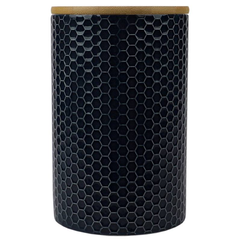 Pot de cuisine en céramique Honeycomb, H 7,75 po x l 5 po x P 5 po, Marine