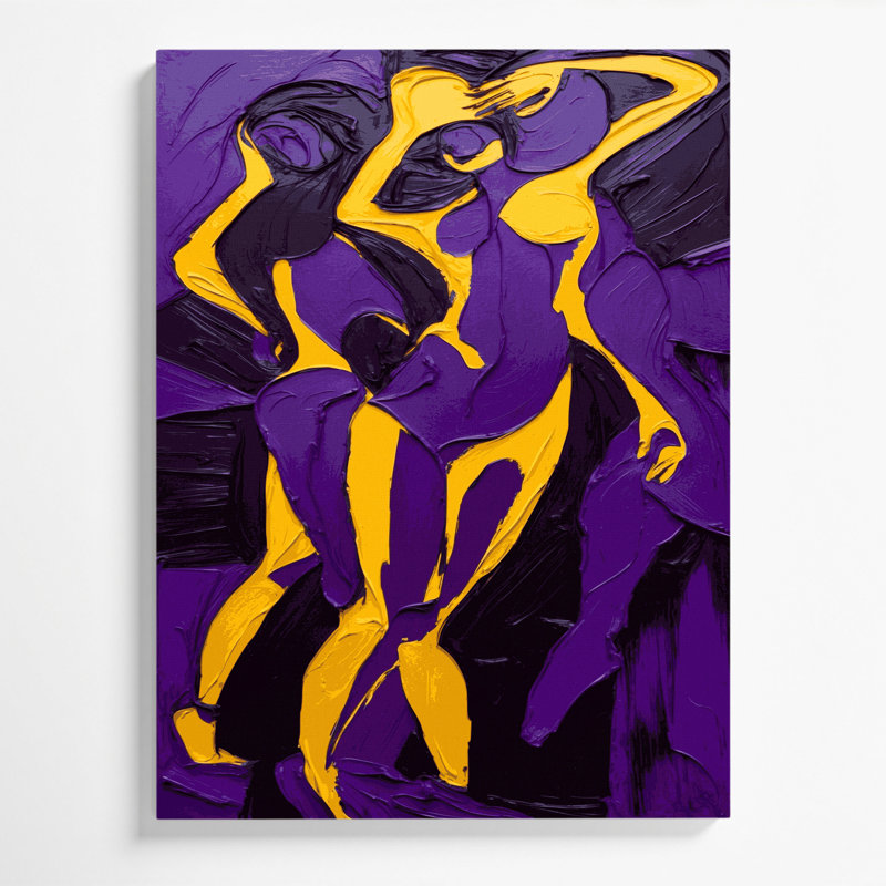 Abstrait art figuratif sur toile mauve 69, H 18 po x l 12 po