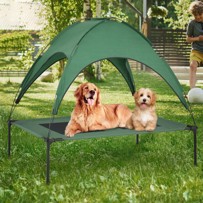 Lit surélevé pour chien avec auvent, lit pour chien d'extérieur avec tente à abat-jour amovible, lit pour animal surélevé