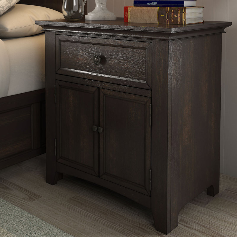 Table de chevet 1 tiroir Woodside, Noir antique