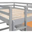 Lit mezzanine gris avec bureau - armoire 2 tiroirs en bois et zone d'écriture en bois massif gris, armoire solide depuis plus de 6 ans-391257391
