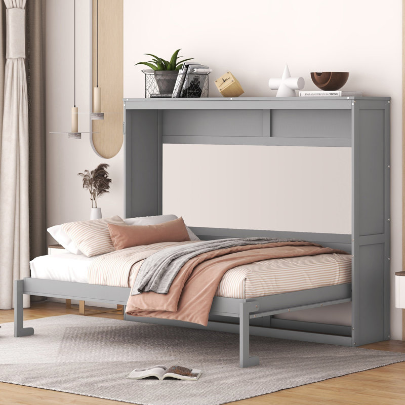 Luntex Modern Farmhouse Murphy Bed With Durable MDF And Plywood  For Guestroom, Small Bedroom, Gray, Full