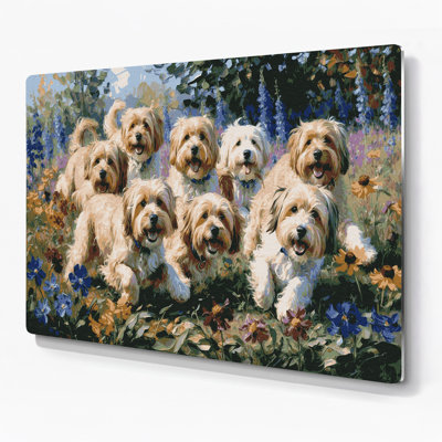 Chiens havanais gris, art mural en métal