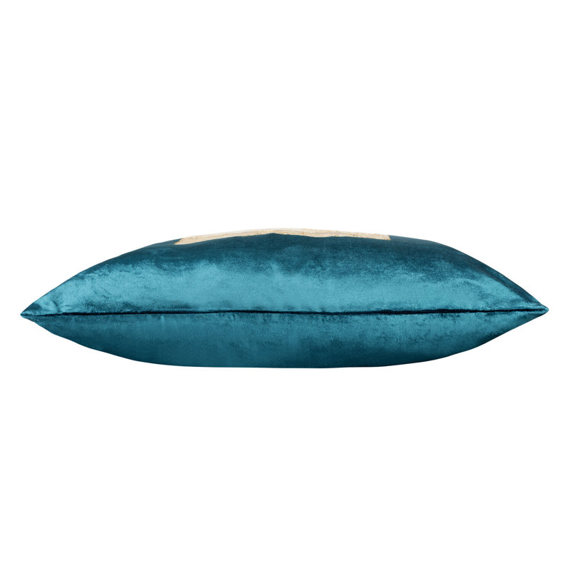 Verona Square Velvet Pillow Cover & Insert, Teal/Gold