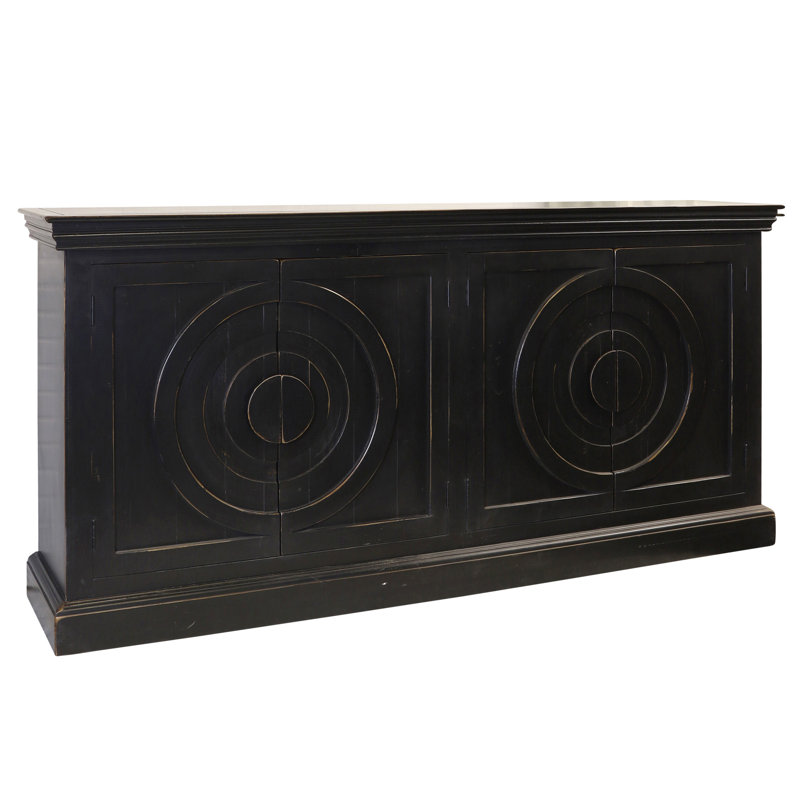 Circles Eclectic 4-Door Weathered Edge Credenza - Black Distressed