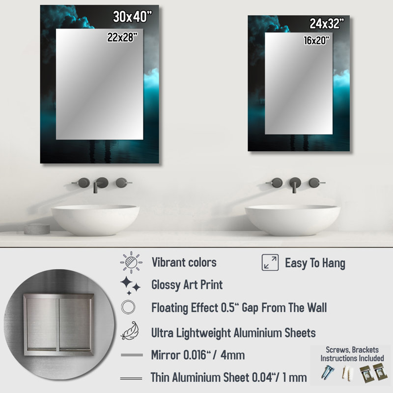 Monochrome Grey electric Power Plant landscape III - Power Plants Wall Mirror, Industrial Decorative Mirror, Printed Metal Art